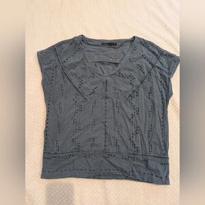 Prana Gray Off the Shoulder Flutter Sleeve Blouse